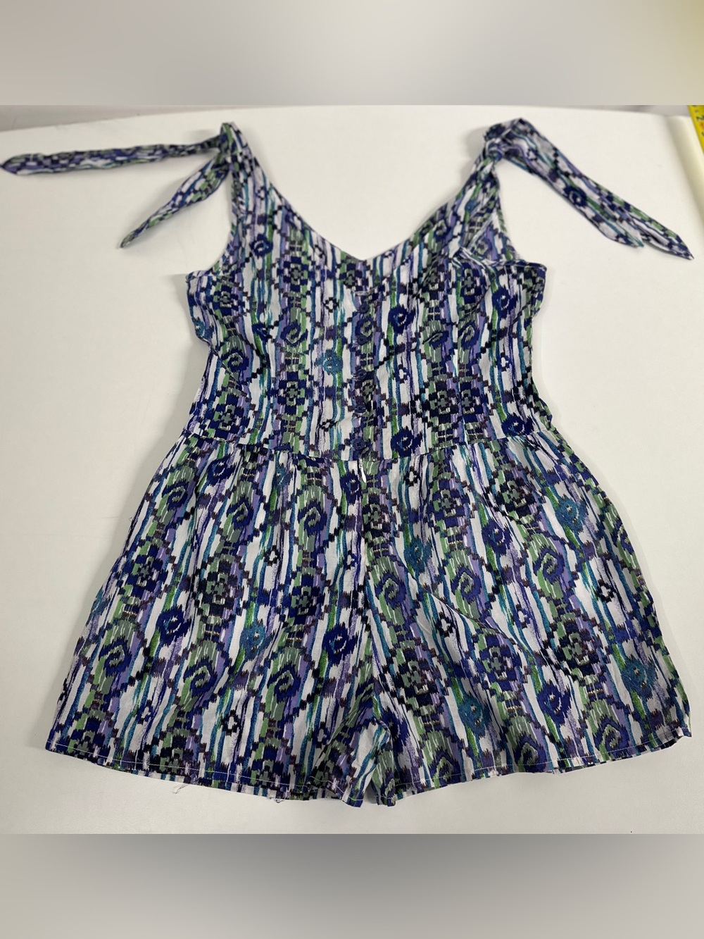 Miley Cyrus & Max Azria Size M Ikat Tie Shoulder Romper Y2K Pockets